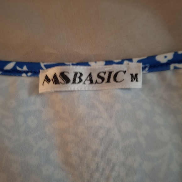 MS Basic Women's Floral Blue Fit and Flare Wrap Midi Dress - Picture 4 of 5